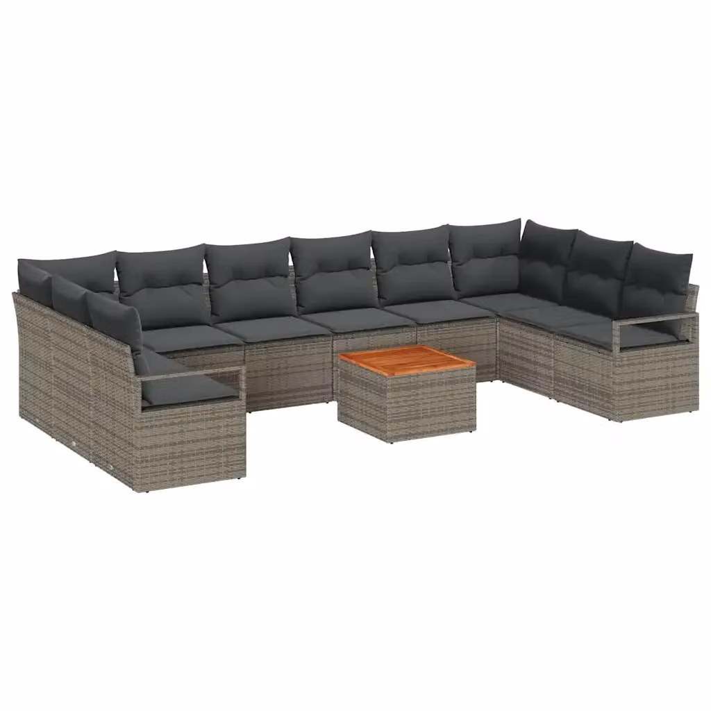 Set Divano da Giardino vidaXL 11 pz Grigio in Polyrattan con Cuscini e Tavolino – 2