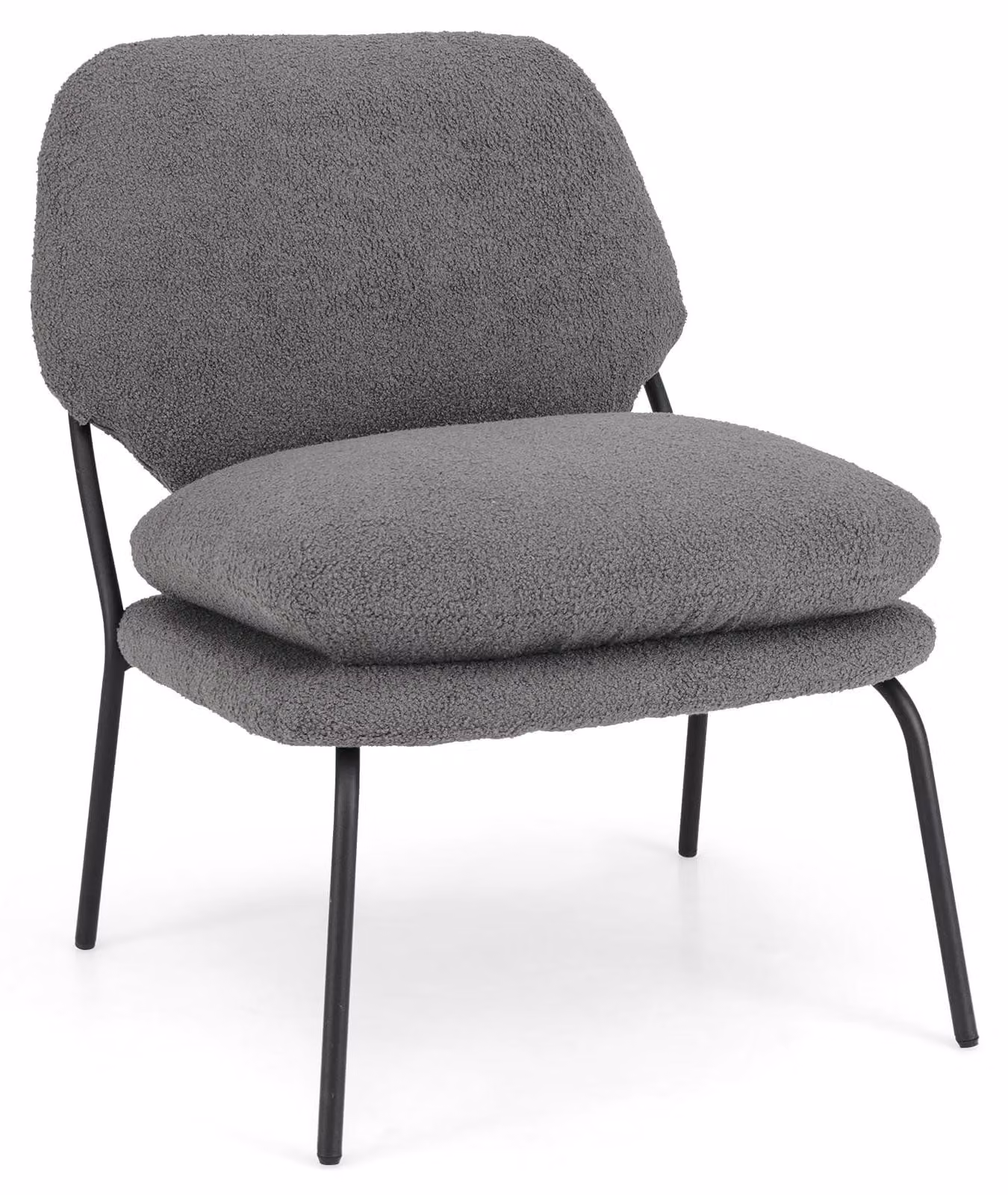 Sedia imbottita con rivestimento in tessuto tipo "teddy", altezza seduta 48 cm, colore grigio