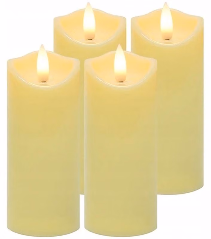 Ruhhy 26485 Candele LED a batteria, 12,5 x 5 cm, confezione da 4, colore beige