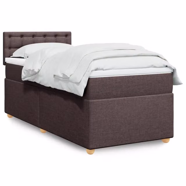 Giroletto a Molle con Materasso Marrone Scuro 100x200cm Tessuto 3286608