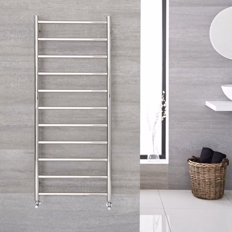 Scaldasalviette Cromato 500x1200mm 270W Acciaio Inox Termoarredo Bagno Quo