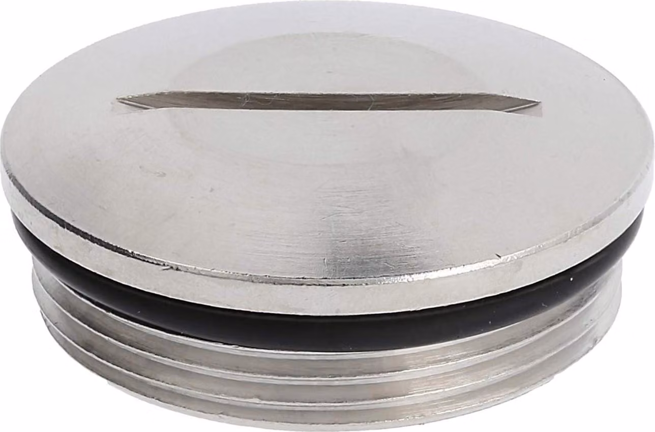 Tappo cieco WISKA M32x1,5 MBR-M32 rotondo con intaglio, incl. O-ring Ottone (CuZn) nichelato Lunghezza filettatura 8,0 mm - 1 pezzo