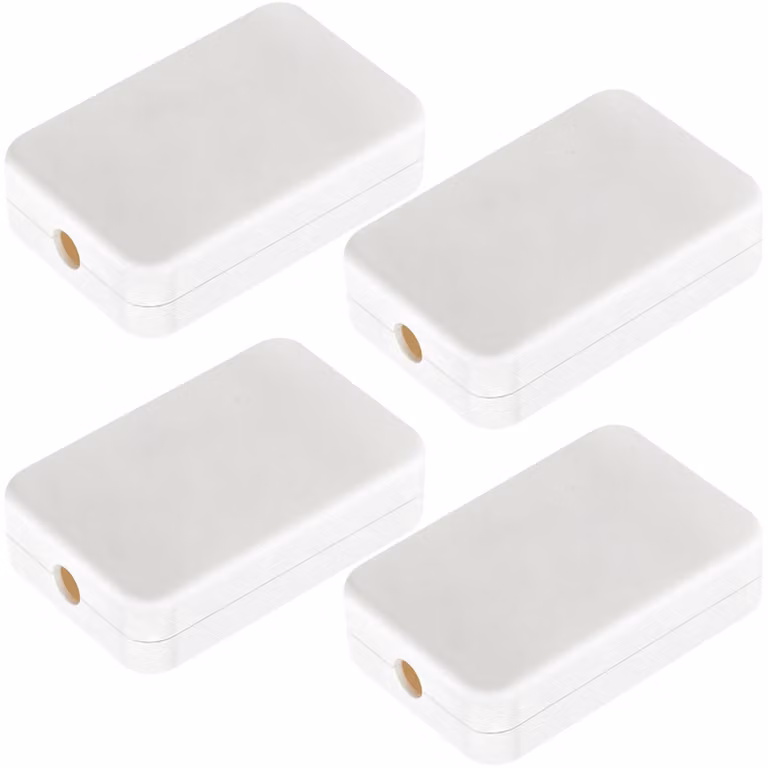 4 prese di derivazione, mini, 55 x 35 x 15 mm, scatola di derivazione, piccola scatola di connessione, da incasso, bianca, presa di derivazione, piatta, in ABS, per progetti elettronici, circuiti stampati