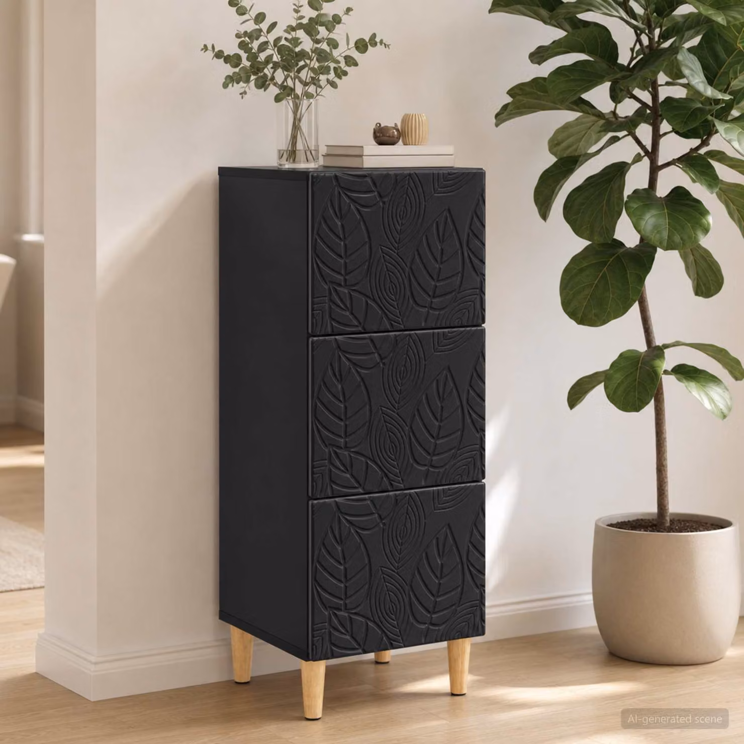 Carrello mobile con cassetti vidaXL nero in legno ingegnerizzato L 33 cm, P 34,5 cm, H 90 cm