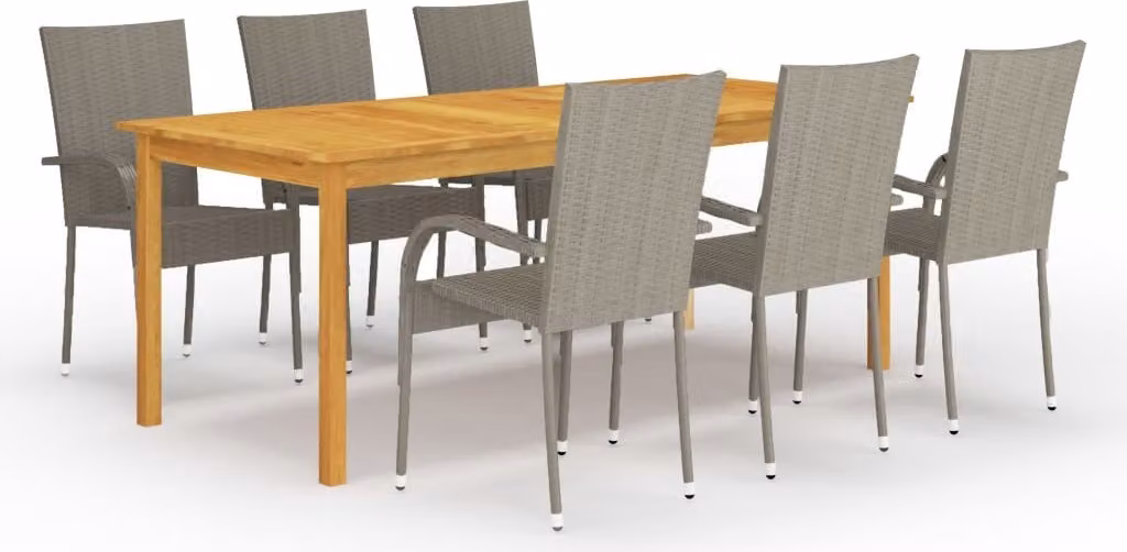 Maison Exclusive - Set da pranzo da giardino da 7 pezzi, grigio