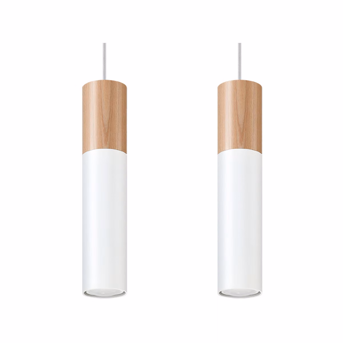 Lampada a sospensione PABLO 2 bianco 2xGU10 10W acciaio/legno 90x6x30cm Sollux Lighting
