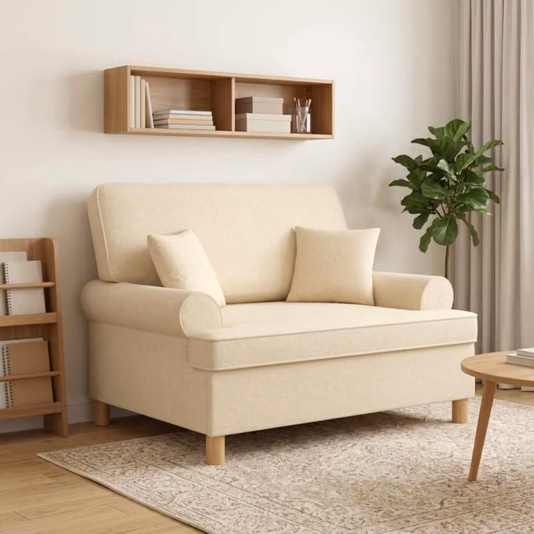 Poltrona XXL vidaXL con cuscini in tessuto beige per relax in soggiorno o camera da letto