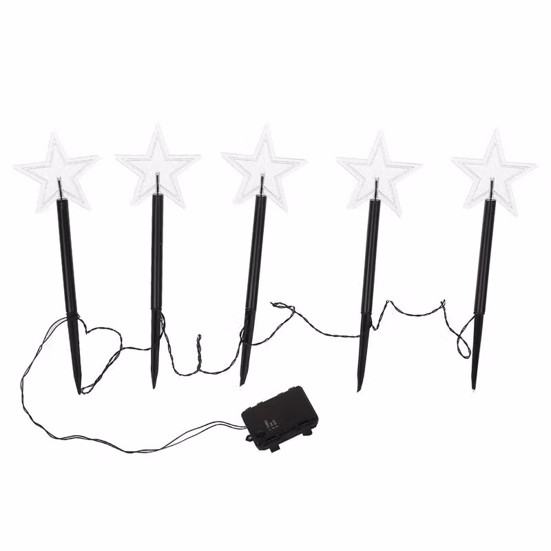 Jopassy 5x giardino spina stella 23cm bianco caldo 6/18h timer 1,6m bastoni luminosi, luci da giardino LED stelle luci di Natale decorazione giardino esterno impermeabile, luci di Natale decorazione