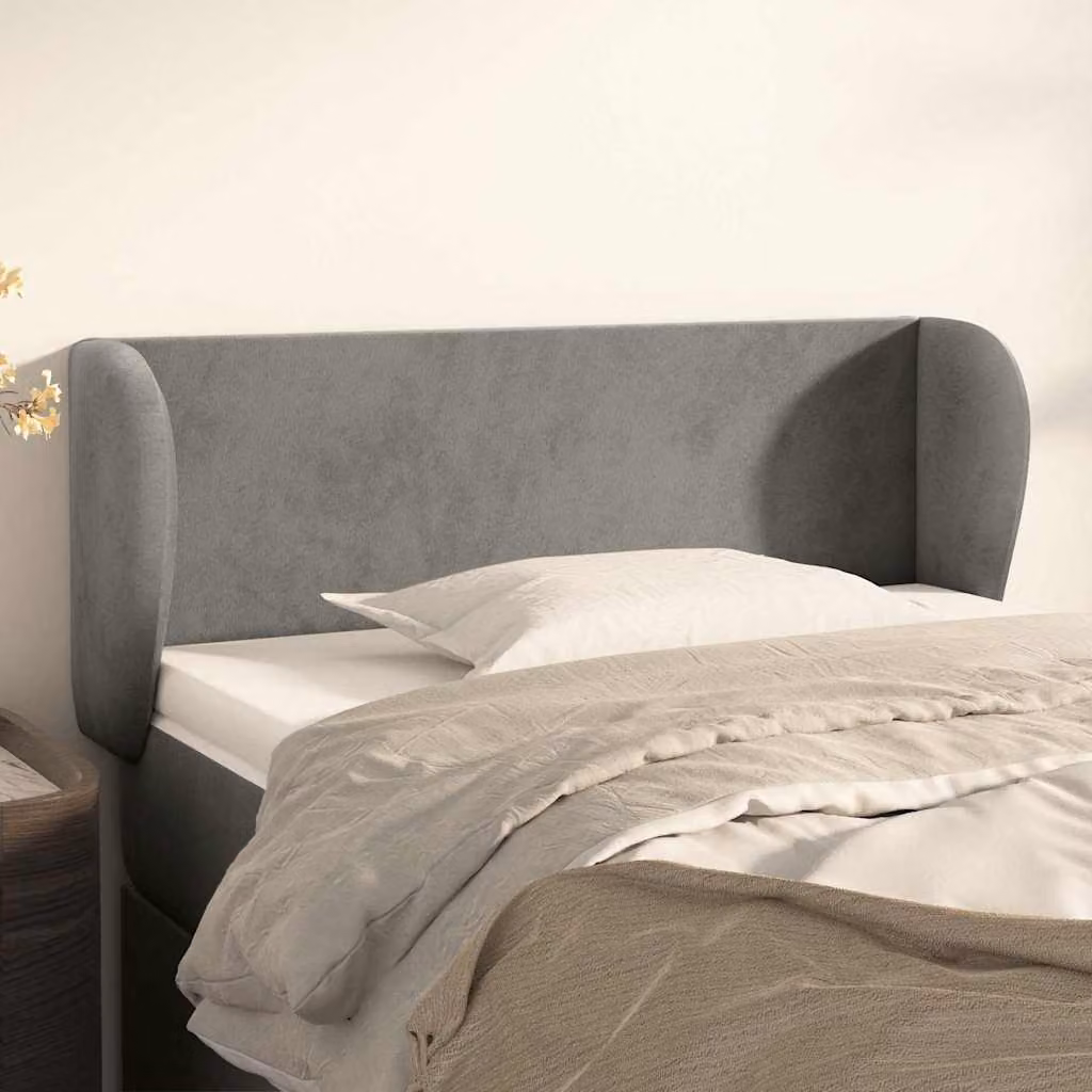 Testiera ad orecchio vidaXL in velluto grigio chiaro L: 103 cm, P: 23 cm, H: 78-88 cm