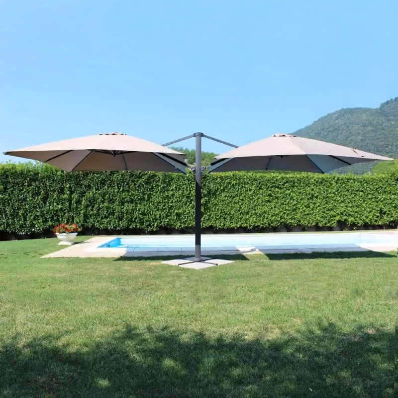 Ombrellone a braccio COSMA Archimede Antracite con telo Taupe in poliestere e struttura in alluminio L: 300 cm, P: 300 cm, H: 273 cm – 2
