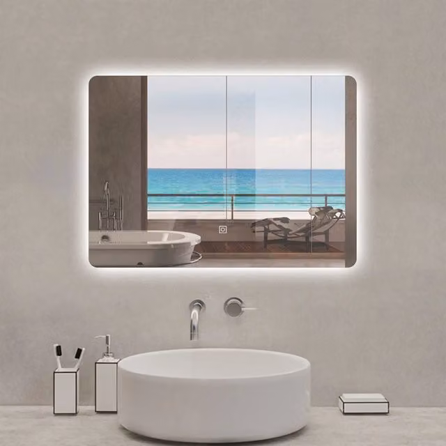 Specchio da bagno Aica con LED, dimmerabile e funzione memoria, L: 80 cm, H: 60 cm, colore bianco