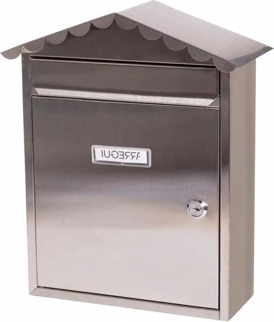 Borsa Postale da Parete in Acciaio Inossidabile Argento con Etichetta Nome e Chiave a Viti Formato M per DIN A4