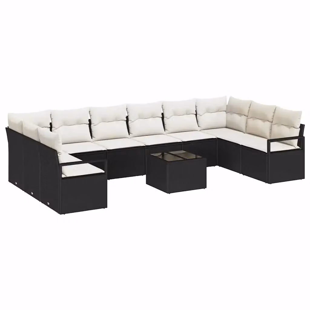 Set di 11 divani vidaXL in polyrattan nero con struttura in metallo per giardino e terrazza – 2