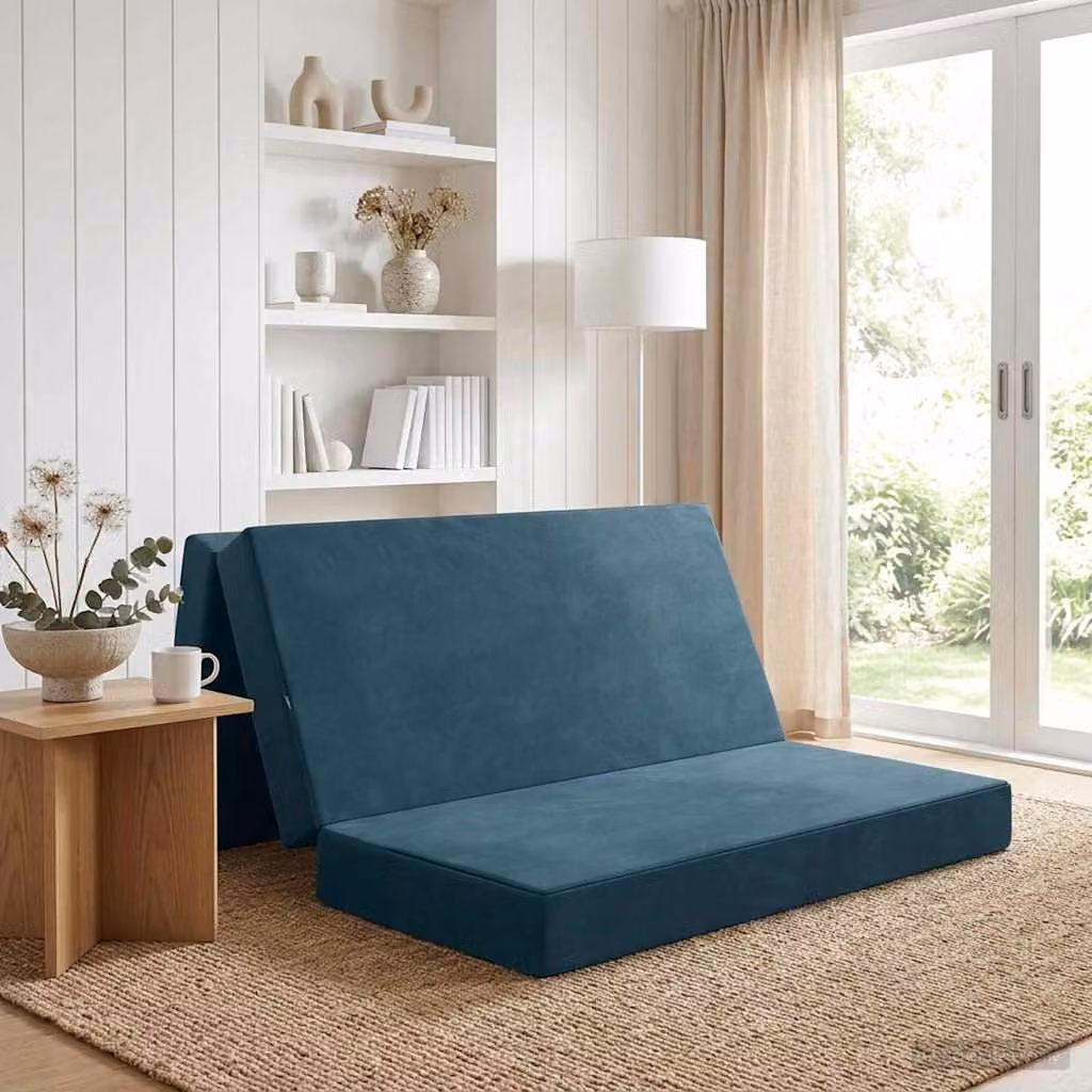 vidaXL Divano Letto Pieghevole Moderno Blu L: 140 cm, P: 67 cm, H: 45 cm