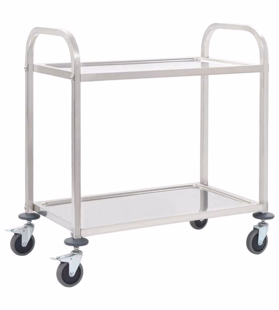 Carrello da Cucina a 2 Livelli 95x45x83,5 cm in Acciaio Inox