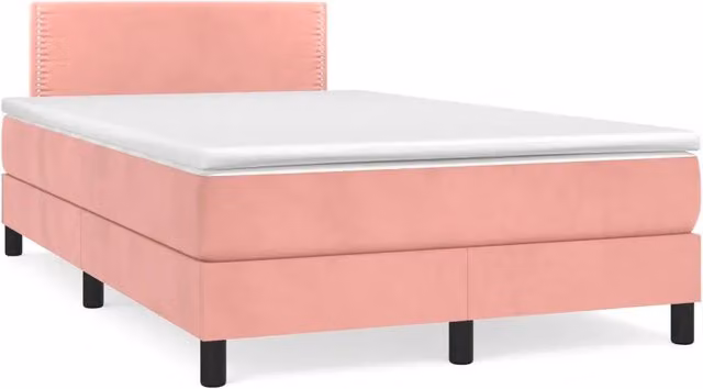 Giroletto a Molle con Materasso Rosa 120x190 cm in Velluto 3269836