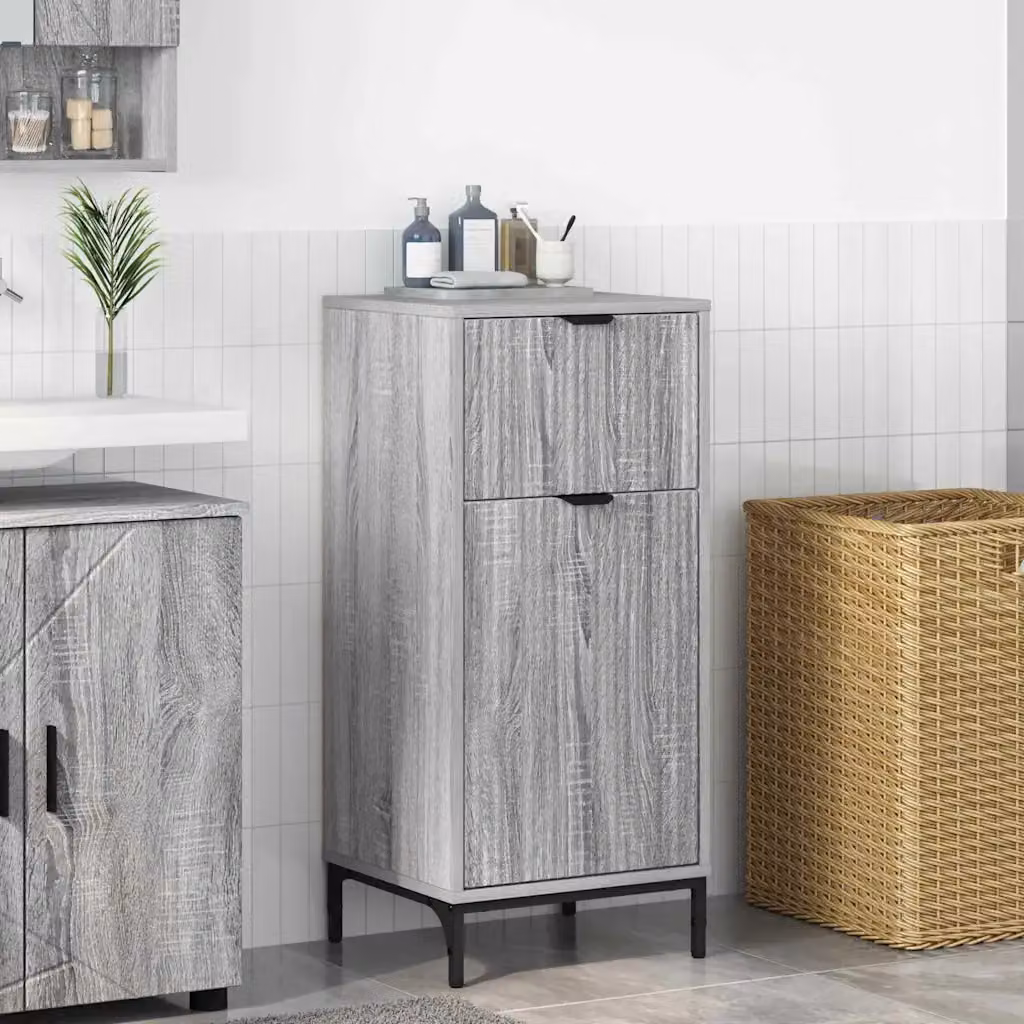 Mobile da bagno vidaXL Grigio Sonoma con ante a cerniera e ripiani interni L/P/H: 39,5 x 36 x 88 cm
