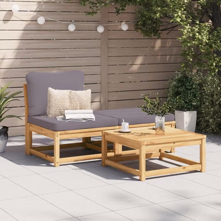 Maison Exclusive - Set da giardino 3 pezzi con cuscini in legno massello di acacia