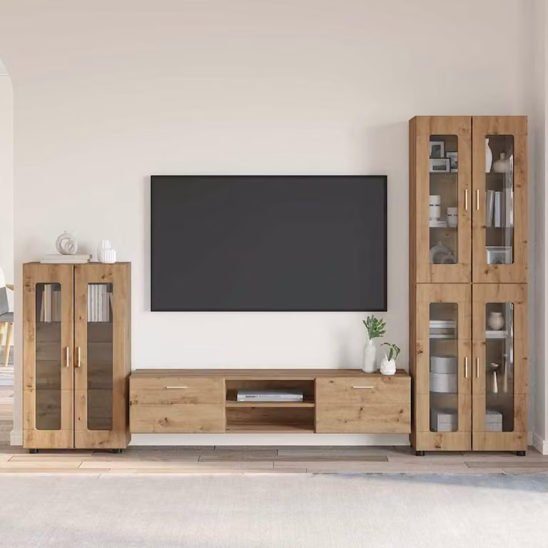 Set mobile TV FLORIN vidaXL in rovere artigianale, 3 pezzi, marrone, L: 150 cm, P: 39 cm, H: 30 cm