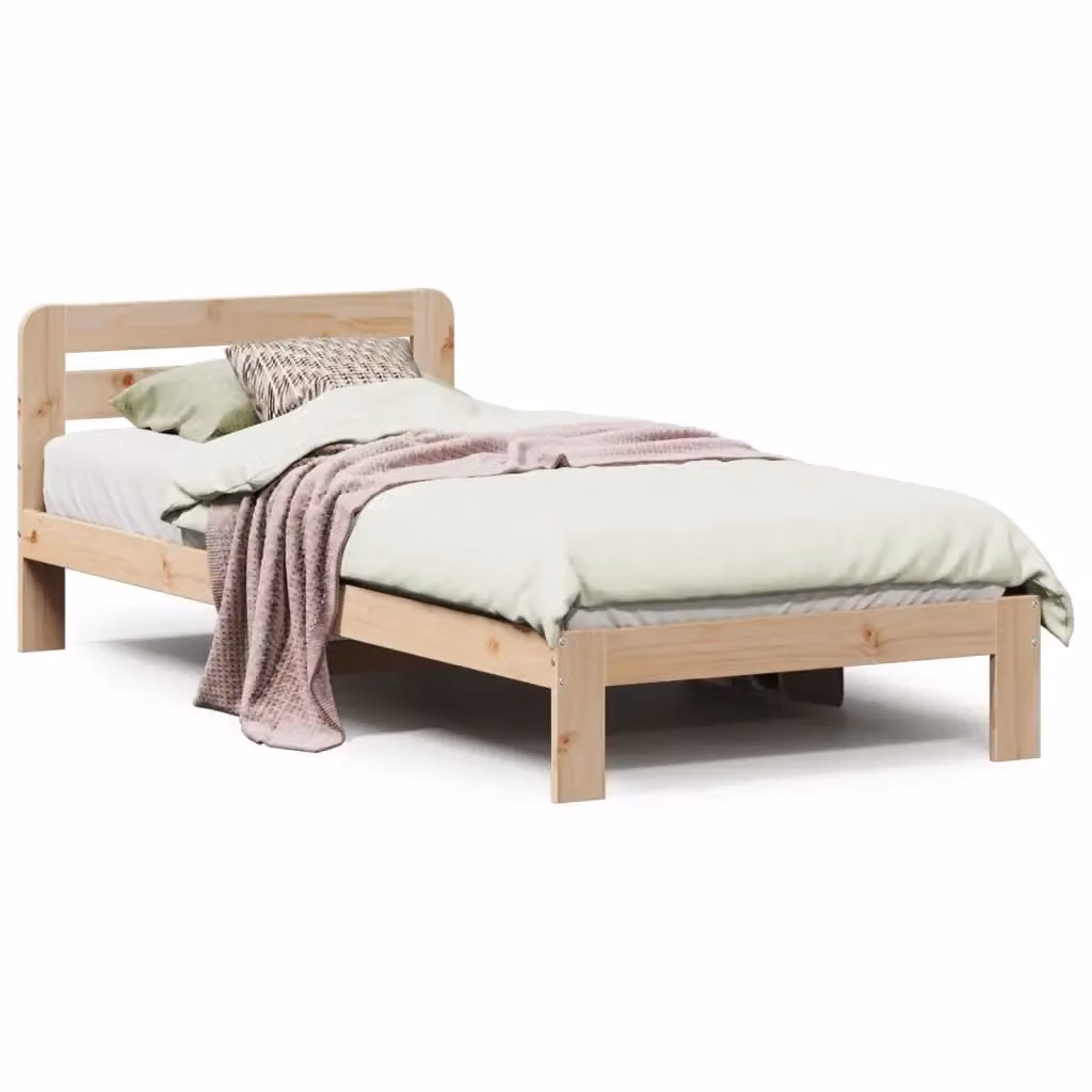 Struttura Letto Design Mania in Legno Massello di Pino Naturale, L 90 x P 200 cm – 2