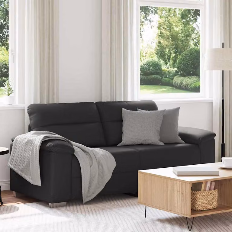 Divano a 2 posti vidaXL in similpelle nero L: 180 cm, P: 81 cm, H: 84 cm