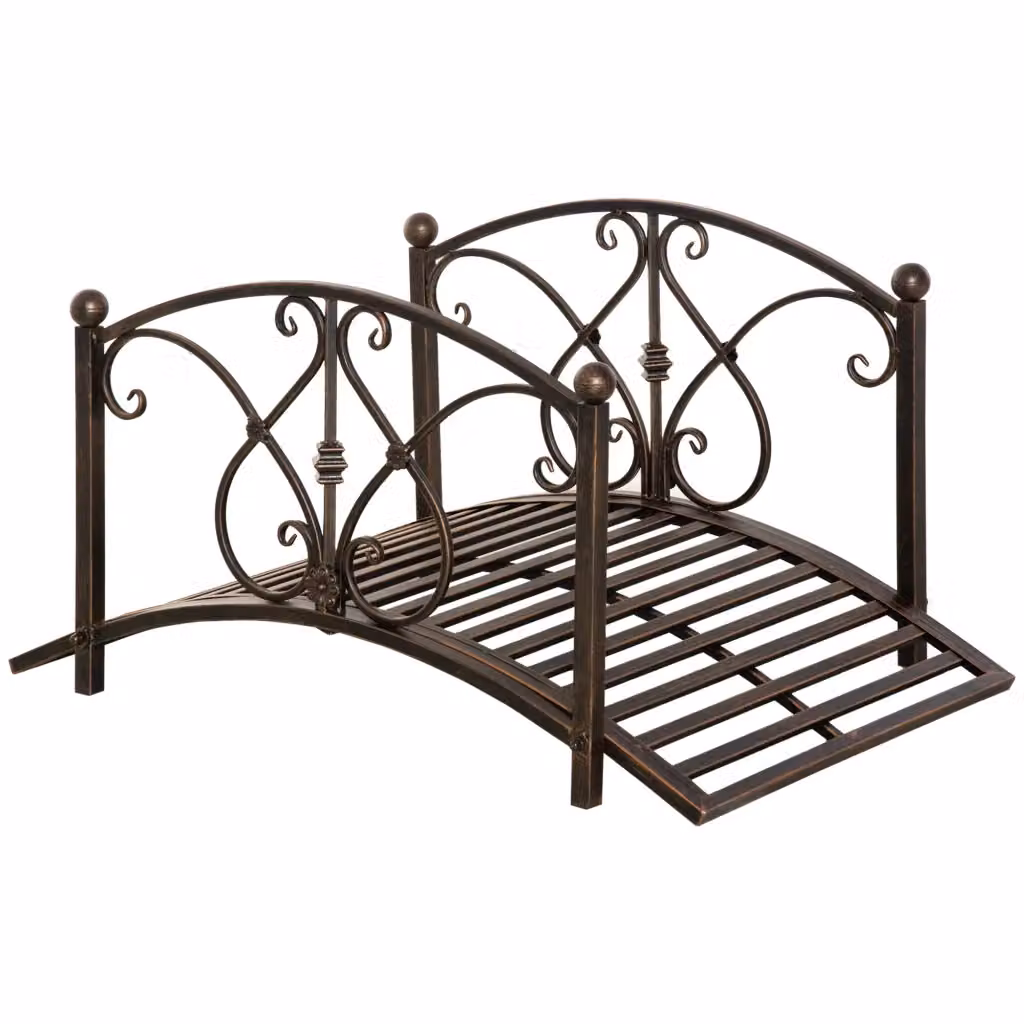 Ponticello da Giardino Vintage con Elementi Floreali Outsunny in Metallo Bronzeo L: 99 cm, P: 68 cm, H: 53 cm – 2