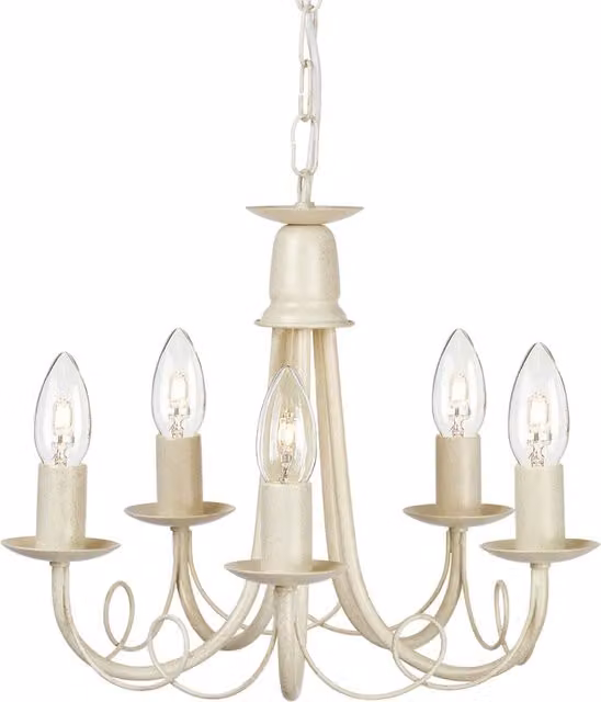 Lampadario Minster avorio oro patina 5 luci E14 Elstead