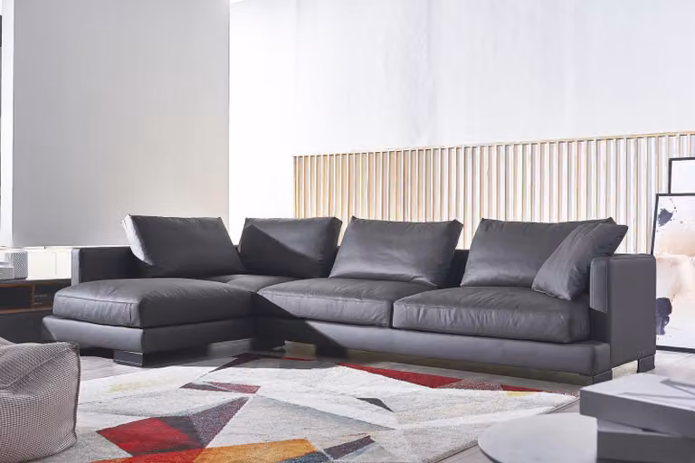 Sofa Leder Eck Garnitur Landschaft L-Form Luxus Wohn Polster Couch Zimmer Sitz