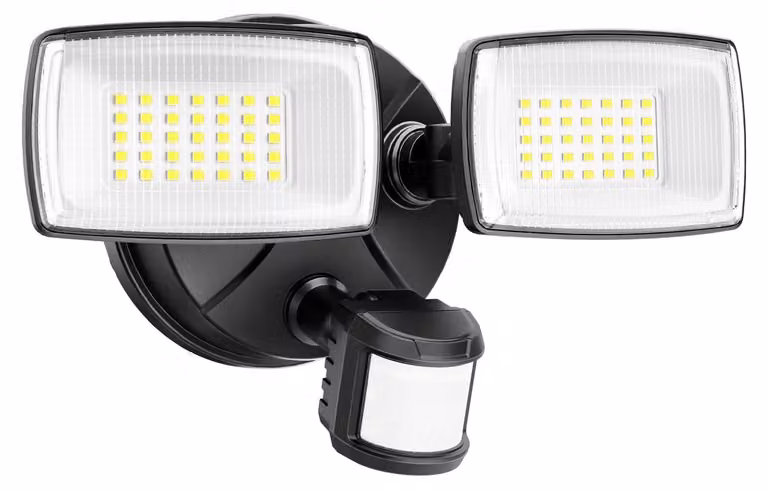 Faretti LED con sensore di movimento, alimentati a batteria, 1500 lumen, grado di protezione IP65, colore nero