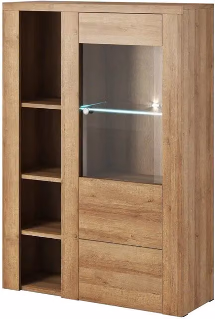 Buffet alto design 1 porta per soggiorno colore quercia. collezione SANTIAGO.