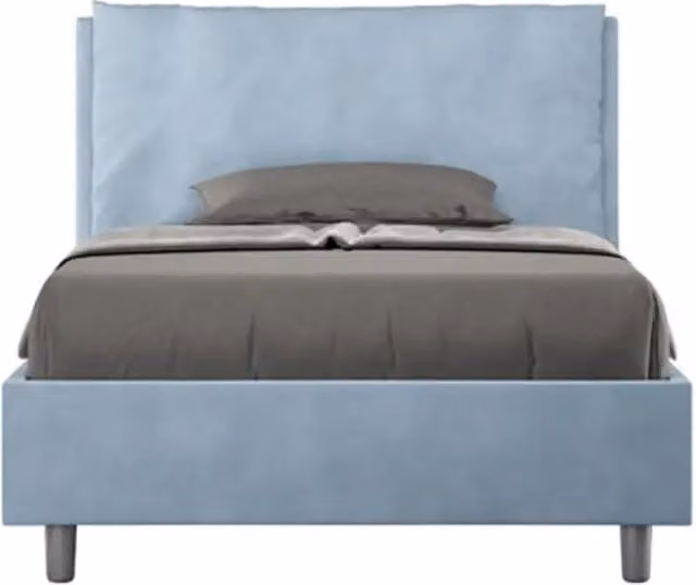 Letto una piazza e mezza senza rete imbottito 120x200 microfibra azzurro Antea Large