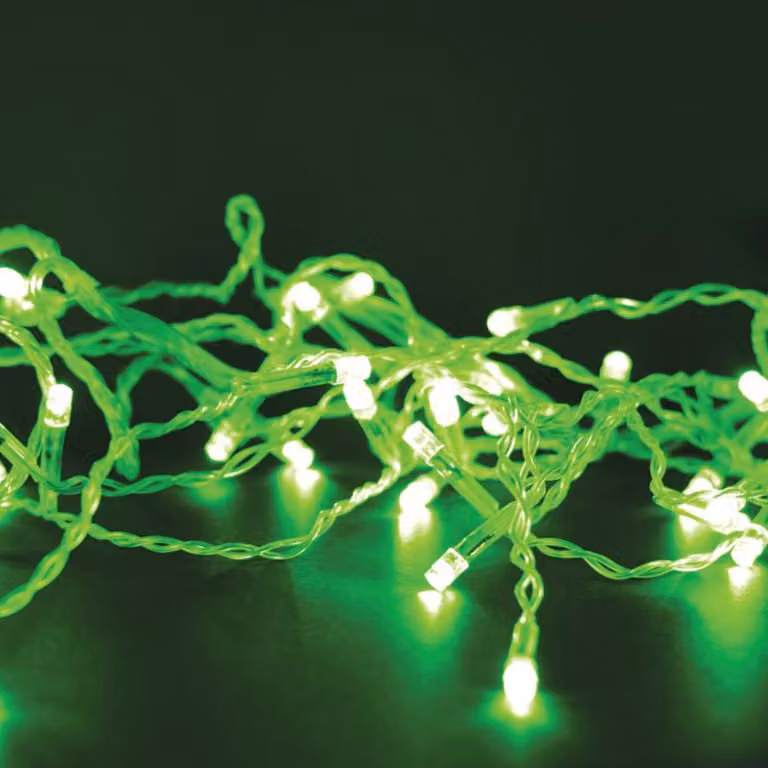 ACA Lighting 300 LED a catena 5cm verde 220-240V + 8 programmi IP44 15+3m cavo trasparente X08300522