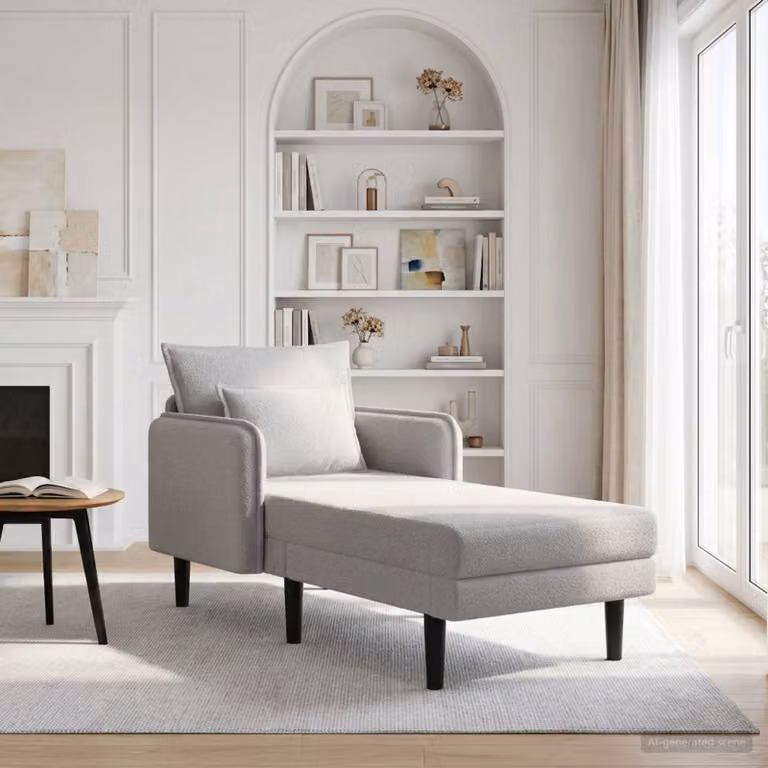 vidaXL Chaise longue oversize moderna in tessuto bouclé grigio con cuscini inclusi e coperture rimovibili L: 173 cm, P: 84 cm, H: 86 cm