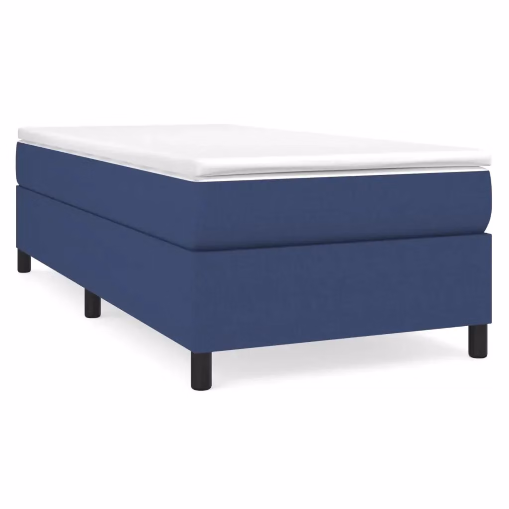 Letto ibrido vidaXL con giroletto a molle e materasso in tessuto blu e bianco L/P: 100 x 200 cm – 2