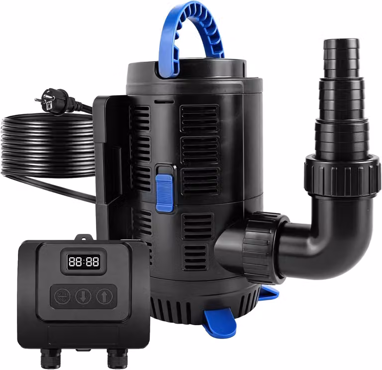 Pompa per laghetto regolabile per uso esterno, 15000 litri/ora, 37-180 W, pompa per ruscelli regolabile con controller multifunzione, pompa filtro, pompa per laghetto, pompa ecologica per il giardino