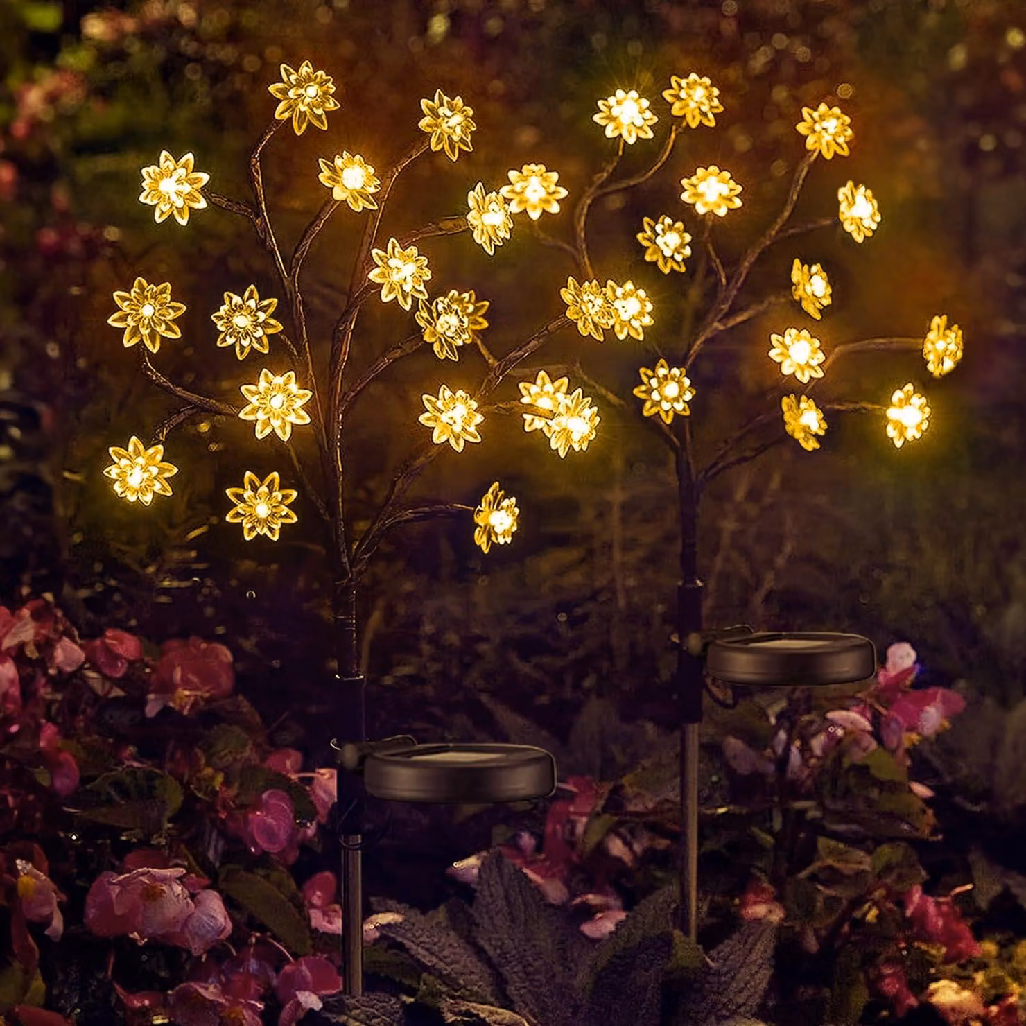 Illuminazione solare Lotus, confezione da 2 pezzi, 40 LED, luce bianco caldo, grado di protezione IP65