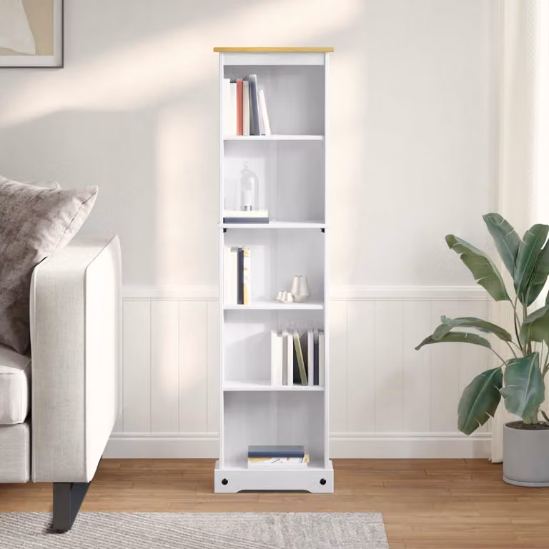 Libreria vidaXL in pino massello bianco stile rustico L 46 x P 20 x H 170 cm
