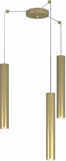 Lampadario Industrial-Minimal Xeana Metallo Ottone 3 Luci Gu10