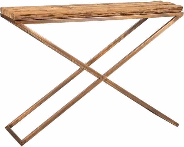 Mobile da ingresso in legno e metallo marrone 112x37x82h