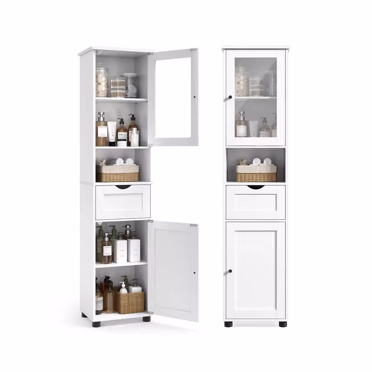 Mobile da Bagno a Colonna Grigio Chiaro, Bianco Nuvola