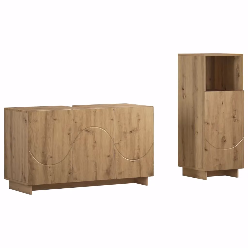 Set mobili da bagno moderni vidaXL in legno marrone composto da mobile lavabo e mobileto laterale – 2