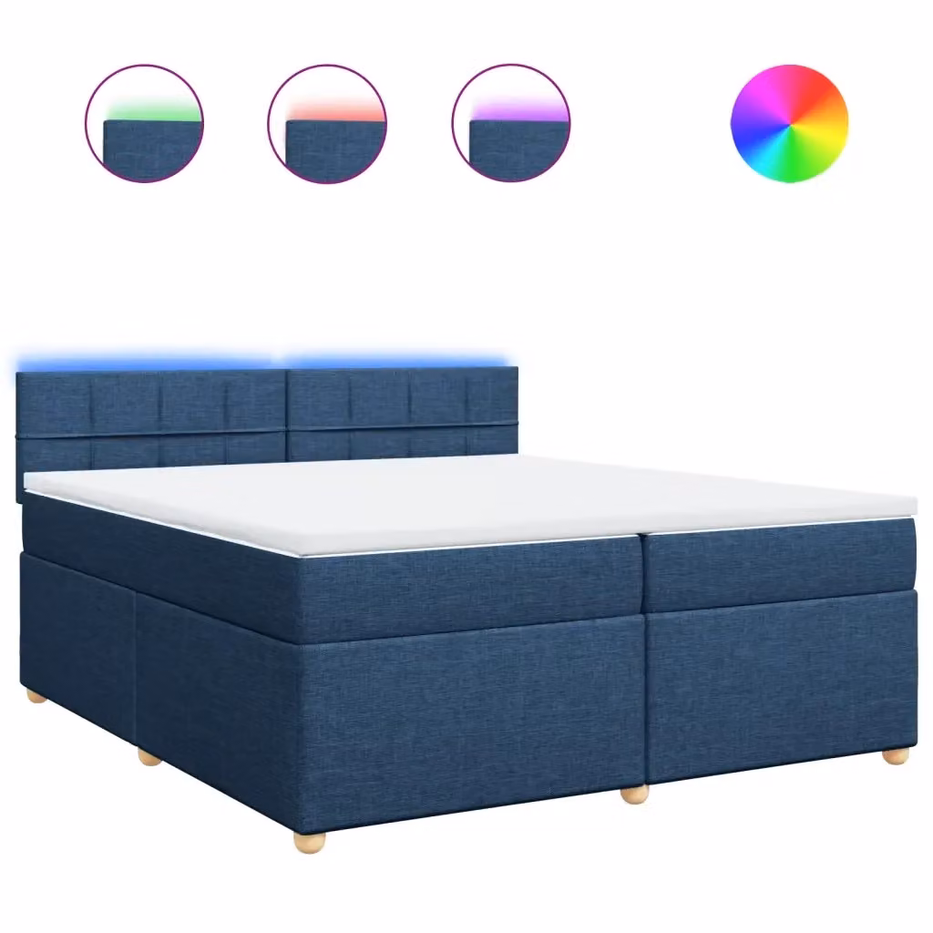 Letto Ibrido Moderno vidaXL con Materasso Blu e Bianco in Tessuto, L/P: 200 x 200 cm – 2