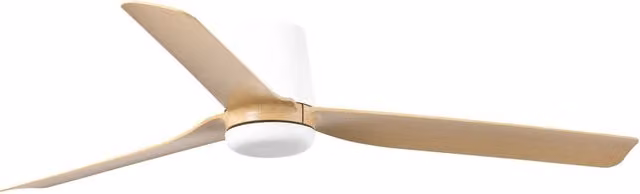 PUNT TUB M, Ventilatore senza Luce, Faro Barcelona Corpo: Bianco, Colore Pale: Legno Chiaro