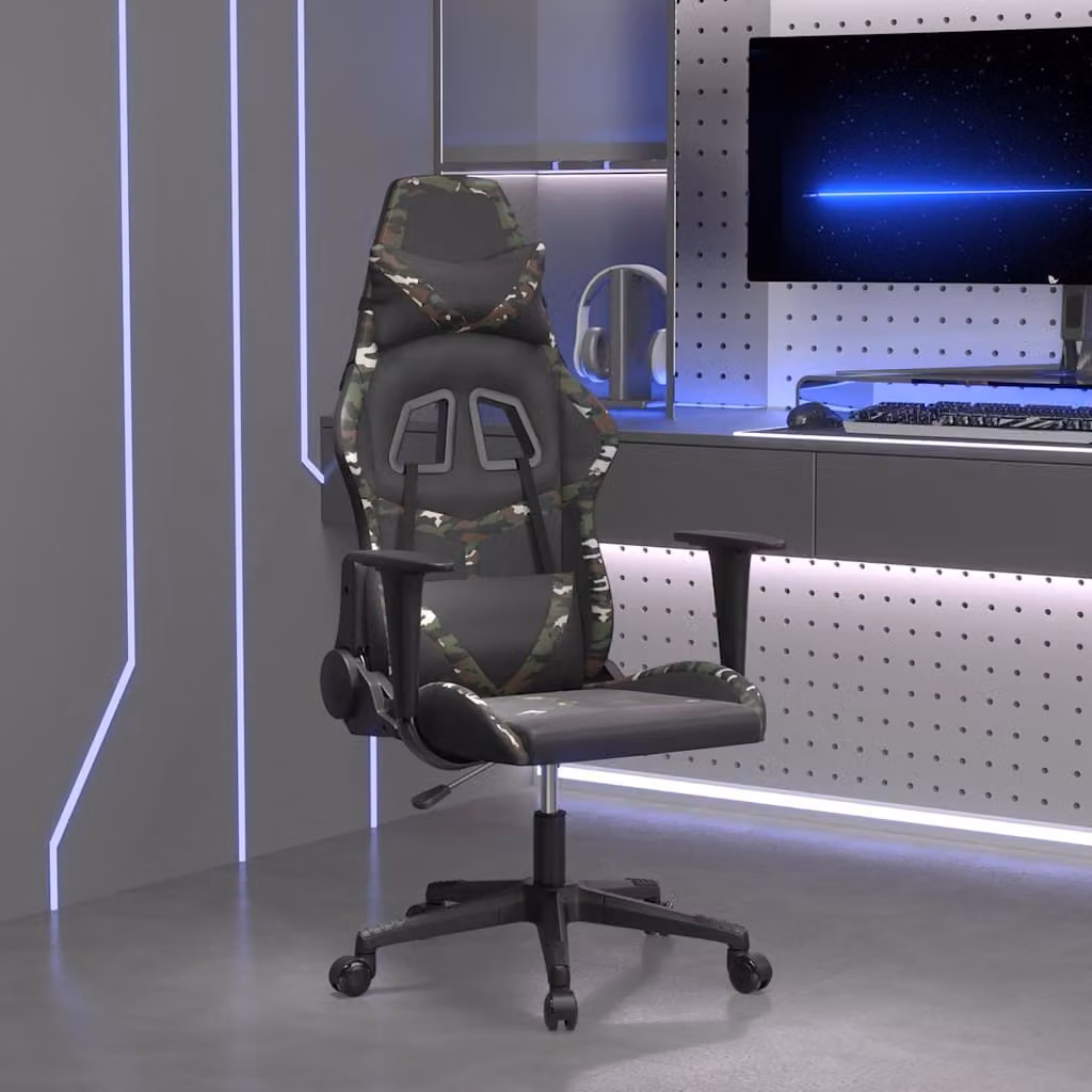 Sedia da Gaming vidaXL in Similpelle Nero, Verde e Multicolore con Poggiatesta e Ruote