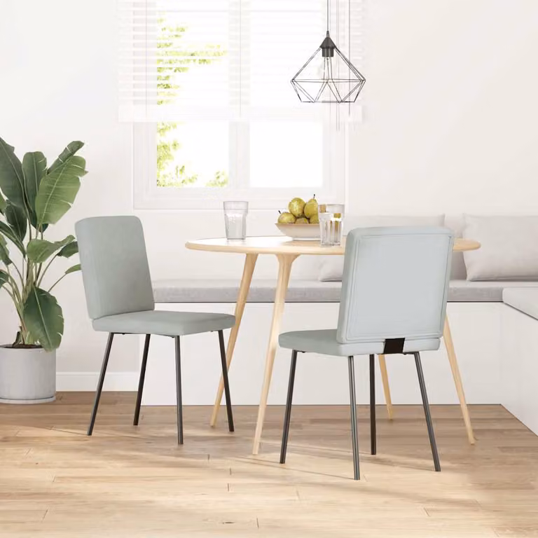 Set di 2 sedie da pranzo vidaXL in velluto grigio chiaro con struttura in metallo e legno per soggiorno o cucina