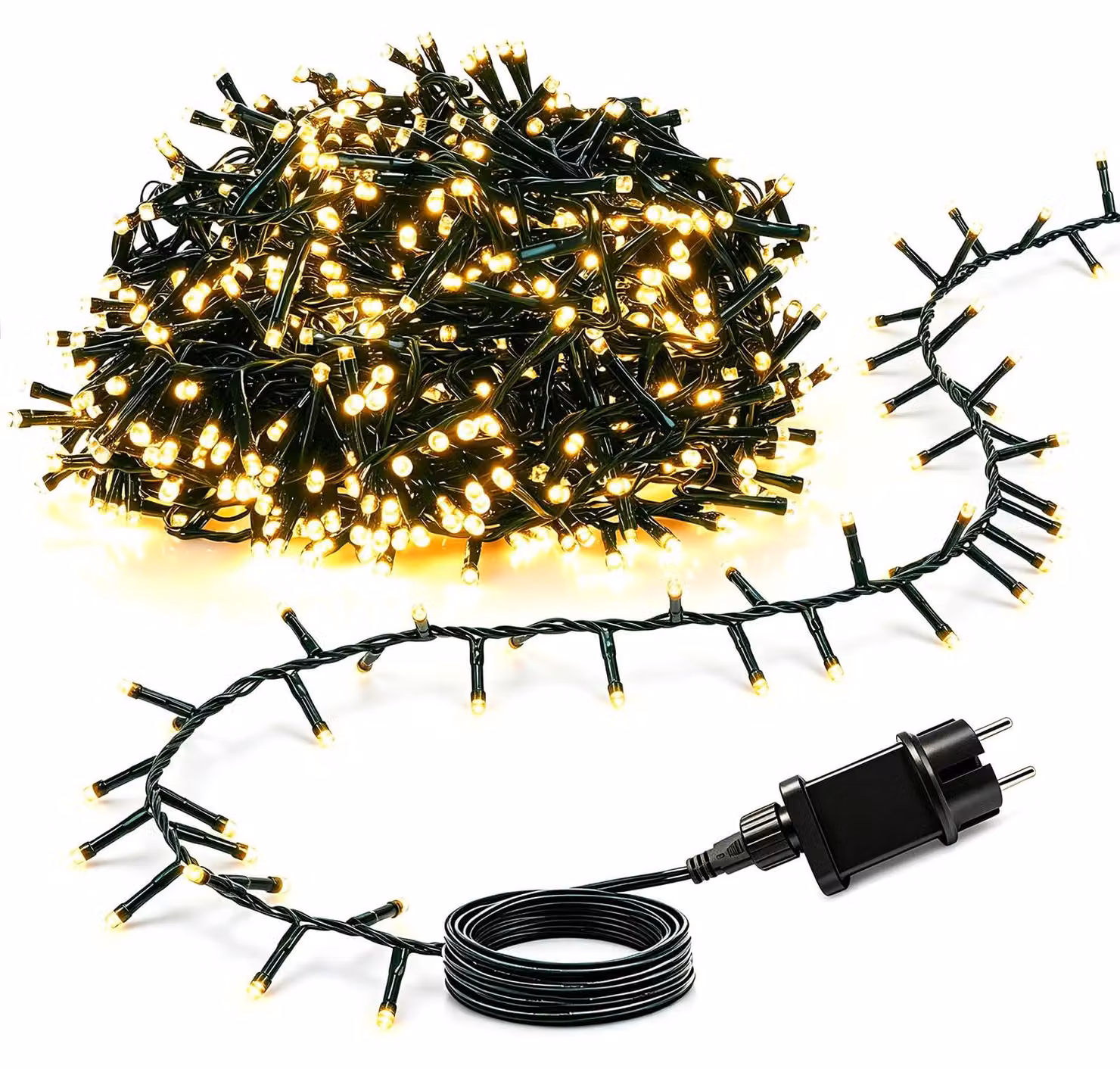 Catena luminosa a LED, 8 metri, 400 LED bianco caldo, grado di protezione IP44