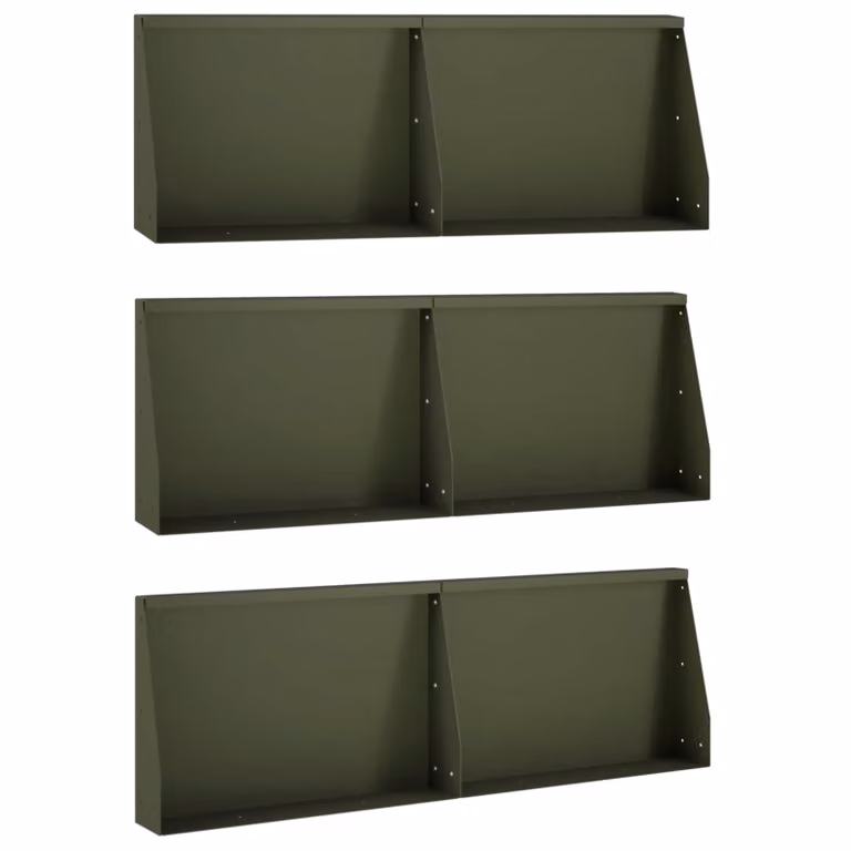 Set di 6 pezzi di aiuole rialzate vidaXL in acciaio color verde oliva, L: 60 cm, P: 30 cm, H: 12 cm