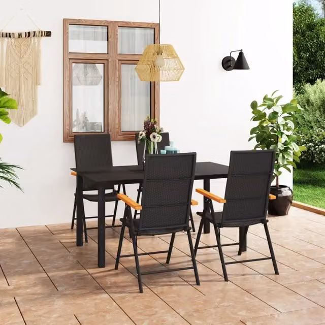 Set da Pranzo da Giardino 5 pz Nero e Marrone 3060072