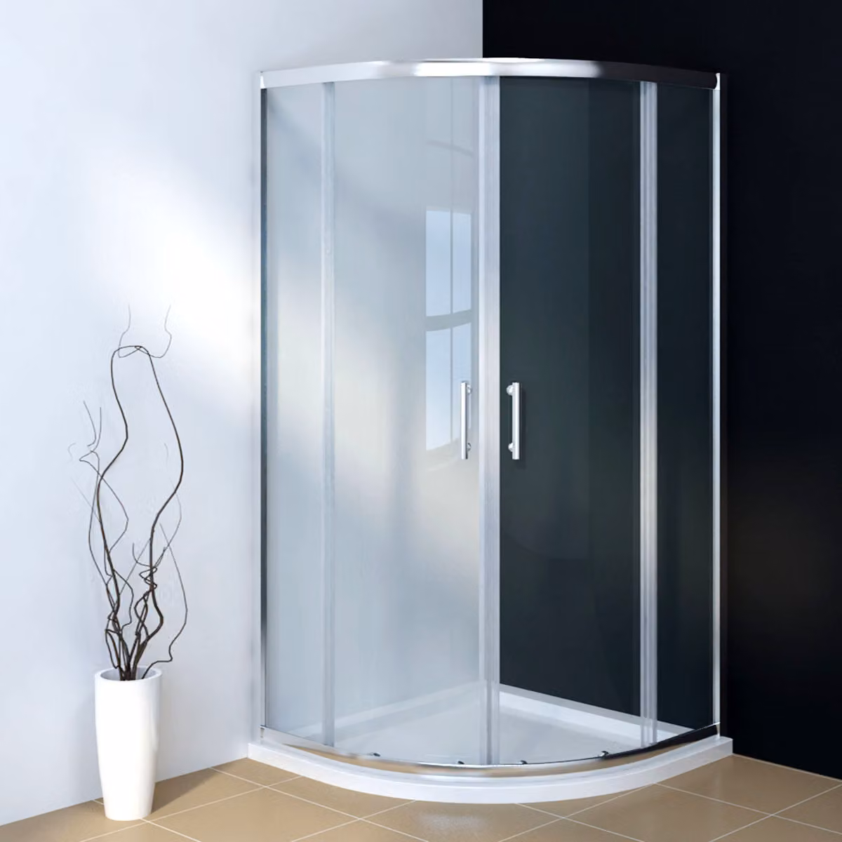 Cabina doccia rotonda a quadrante 80x80x185cm ESG porta girevole doccia Cabine doccia
