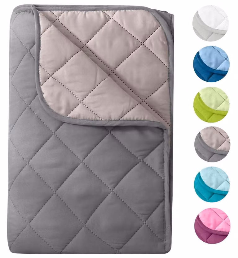 Letto estivo in microfibra reversibile, grigio, dimensioni 200 x 200 cm